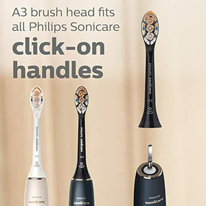 Philips Sonicare Genuine A3 Premium All-in-One Replacement Toothbrush Heads, 2 Brush Heads, Black, HX9092/95