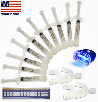 BELLEMATE 10-Syringes 44% Teeth Whitening Gel Kit Dental Bleaching + 4 Trays + LED Light (STRONGEST GEL ONLINE) MADE IN USA