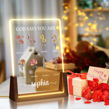 Load image into Gallery viewer, KAINSY Personalized Mom Gifts Wooden LED Night Light, Custom Acrylic P