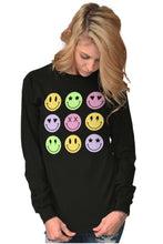 Load image into Gallery viewer, Colorful Happy Face Smile Eyes Long Sleeve TShirt Men Women Brisco Bra