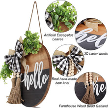 Load image into Gallery viewer, Hello Door Sign - Round Welcome Sign for Front Door, Welcome Wreath Si