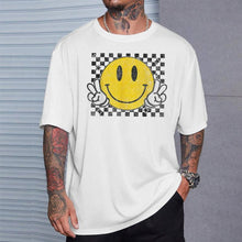 Load image into Gallery viewer, Yellow Smile Face Cute Checkered Peace Smiling Happy Face TShirt