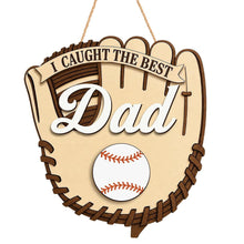 Load image into Gallery viewer, 2D Baseball Dad Wooden Plaque Sign - Personalized Father's Day Gift, W