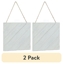 Load image into Gallery viewer, Wood Plank Plaque Diagonal Design White Wash 10" x 10" (1 Piece)