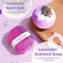 Load image into Gallery viewer, Gift Basket for Women With Lavender Spa Set, Cozy Flannel Blanket, Sel