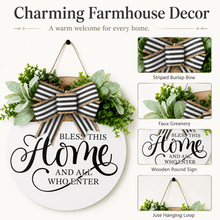 Load image into Gallery viewer, Door Sign Farmhouse Porch Décor Rustic Door Hanger for Front Door Wre