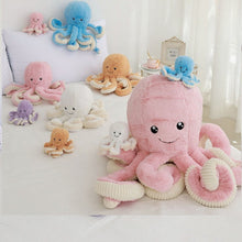 Load image into Gallery viewer, Colorful Octopus Plush Toy - Soft Stuffed Animal in Blue/Pink/White/Pu