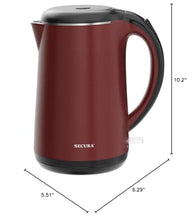 Load image into Gallery viewer, Secura Original Stainless Steel Double Wall Electric Water Kettle 1.8 Quart with Auto Shut-Off &amp; Boil-Dry Protection, Black Onyx SWK-1701DA/HB-3227B