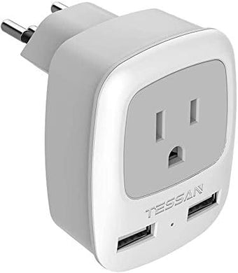 TESSAN Switzerland Power Adapter Travel Plug, Swiss Outlet Adaptor with 2 USB Ports USA Input for US to Liechtenstein, Rwanda (Type J)