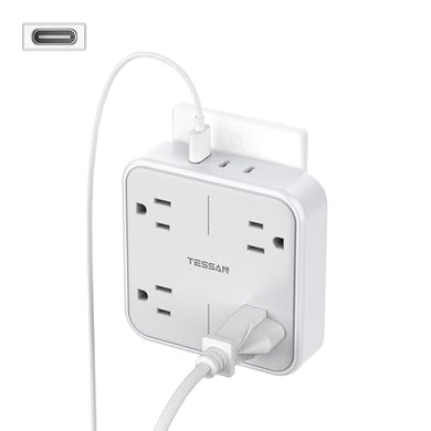 Multi Plug Outlet Extender, TESSAN Surge Protector Splitter with 3 USB (1 USB C Port) Wall Charger, Multiple Expander for Travel, Home, College Dorm Room