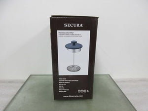 Secura French Press Coffee Maker, 304 Grade Stainless Steel Insulated Coffee Press with 2 Extra Screens, 34oz (1 Litre), Silver