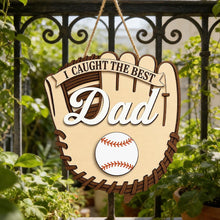 Load image into Gallery viewer, 2D Baseball Dad Wooden Plaque Sign - Personalized Father's Day Gift, W