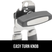 Load image into Gallery viewer, Heavy Duty Stainless Steel Smooth Edge Manual Can Opener and Bottle Openers, Soft Ergonomic Handle, Oversized Handheld Easy Turn Knob, Multifunctional Kitchen Tool, Black