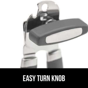 Heavy Duty Stainless Steel Smooth Edge Manual Can Opener and Bottle Openers, Soft Ergonomic Handle, Oversized Handheld Easy Turn Knob, Multifunctional Kitchen Tool, Black
