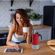 Load image into Gallery viewer, Mixpresso 9 Cup Greca Stovetop Espresso Maker 450ml/15oz, Moka Pot with Coffee Percolator Design, Stainless Steel Stove Top Coffee Maker for Camping or Home Use, Italian Coffee Maker Stovetop