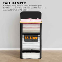 Load image into Gallery viewer, SpaceAid Laundry Hamper with Lid, 110L Large Tall Clothes Basket Bin with Bamboo Handles, Collapsible Laundry Hamper for Bedroom, Bathroom, Dorm, Laundry Room - Black