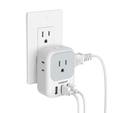 Load image into Gallery viewer, USB Charger Block, TESSAN Wall Plug Adapter with Electrical 4 Box Splitter 3 USB Wall Charger Ports, Multi Plug Outlet Extender Charging for Cruise, Travel, Office, Dorm Essentials
