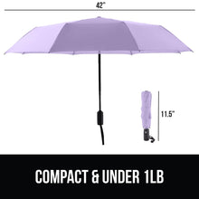 Load image into Gallery viewer, Windproof Compact Stick Umbrella for Rain, Travel One-Click Automatic Open and Close, Lightweight, Portable, Strong Reinforced Fiberglass Ribs, Easily Collapsible, Black