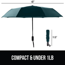 Load image into Gallery viewer, Windproof Compact Stick Umbrella for Rain, Travel One-Click Automatic Open and Close, Lightweight, Portable, Strong Reinforced Fiberglass Ribs, Easily Collapsible, Black