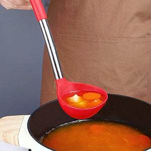 Pack of 2 Ladle Spoon,Silicone Large Spoon for Soup,Non Stick Kitchen Utensils with High Heat Resistant,BPA Free Perfect Kitchen Tools for Cooking, Stirring,Serving Soups (GREY-BLUE)