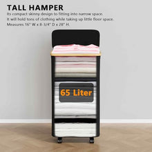 Load image into Gallery viewer, SpaceAid Laundry Hamper with Lid, 110L Large Tall Clothes Basket Bin with Bamboo Handles, Collapsible Laundry Hamper for Bedroom, Bathroom, Dorm, Laundry Room - Black