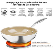 Load image into Gallery viewer, Duxtop Ceramic Non-stick Frying Pan, Stainless Steel Induction Frying Pan, 8-Inch Stir Fry Pan with Heavy-gauge Impact-bonded Bottom, FUSION Ti