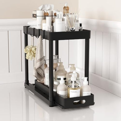 2 Pack Pull-Out Storage Organizers, Under Sink Organizers and Storage for Bathroom & Kitchen,Multi-Purpose Under Cabinet Organizers and storage