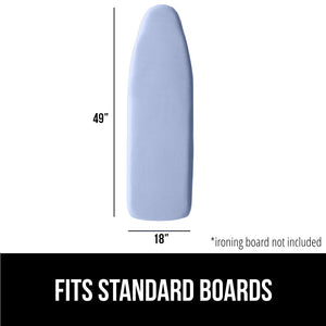 Ironing Board Cover and Pad, Silicone Coating, Thick Scorch Resistant Padding, Heavy Duty Iron Covers Standard Boards, Hook and Loop Fastener Strap, Silver, 15x54