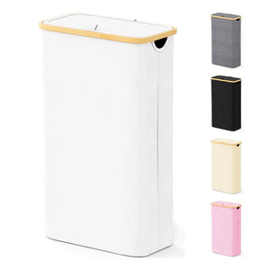 SpaceAid Laundry Hamper with Lid, 110L Large Tall Clothes Basket Bin with Bamboo Handles, Collapsible Laundry Hamper for Bedroom, Bathroom, Dorm, Laundry Room - Black
