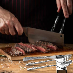 YellRin Knife Spoon Rests Stainless Steel Spoon Fork Knife Rest Rack Flatware Holder Set of 4 for Dining Table Hotel Restaurant ﻿ (size 3)