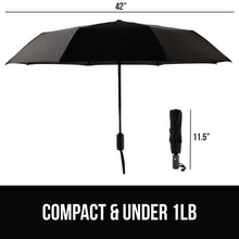 Load image into Gallery viewer, Windproof Compact Stick Umbrella for Rain, Travel One-Click Automatic Open and Close, Lightweight, Portable, Strong Reinforced Fiberglass Ribs, Easily Collapsible, Black