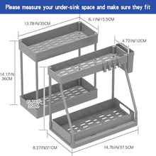 Load image into Gallery viewer, 3PC Under Sink Organizer Rack 2 Tier Under Sliding Cabinet Basket Organizer Drawer, Multi-purpose Under Sink Storage for Bathroom Kitchen Desktop (Black)