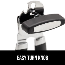 Load image into Gallery viewer, Heavy Duty Stainless Steel Smooth Edge Manual Can Opener and Bottle Openers, Soft Ergonomic Handle, Oversized Handheld Easy Turn Knob, Multifunctional Kitchen Tool, Black