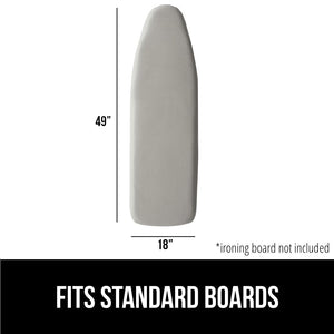Ironing Board Cover and Pad, Silicone Coating, Thick Scorch Resistant Padding, Heavy Duty Iron Covers Standard Boards, Hook and Loop Fastener Strap, Silver, 15x54