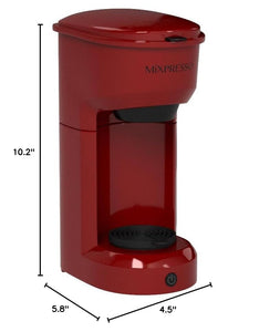 Mixpresso 2 in 1 Coffee Brewer, Single Serve & Personal Coffee Maker, Compact Size Mini, Quick Brew Technology, 14oz Red