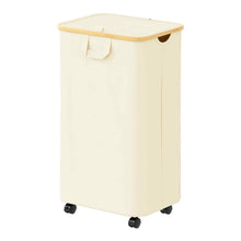 Load image into Gallery viewer, SpaceAid Laundry Hamper with Lid, 110L Large Tall Clothes Basket Bin with Bamboo Handles, Collapsible Laundry Hamper for Bedroom, Bathroom, Dorm, Laundry Room - Black