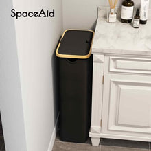 Load image into Gallery viewer, SpaceAid Laundry Hamper with Lid, 110L Large Tall Clothes Basket Bin with Bamboo Handles, Collapsible Laundry Hamper for Bedroom, Bathroom, Dorm, Laundry Room - Black