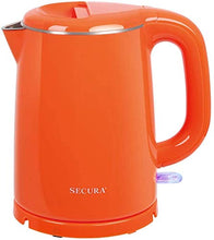 Load image into Gallery viewer, Secura Stainless Steel Double Wall Electric Kettle Water Heater for Tea Coffee w/Auto Shut-Off and Boil-Dry Protection, 1.0L (Orange) SWK-1001DO/HB-K012