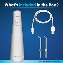 Load image into Gallery viewer, Waterpik Cordless Pulse Rechargeable Portable Water Flosser for Teeth, Gums, Braces Care and Travel with 2 Flossing Tips, Waterproof, ADA Accepted, WF-20 Blue, Packaging May Vary