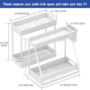 3PC Under Sink Organizer Rack 2 Tier Under Sliding Cabinet Basket Organizer Drawer, Multi-purpose Under Sink Storage for Bathroom Kitchen Desktop (Black)