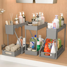 Load image into Gallery viewer, 3PC Under Sink Organizer Rack 2 Tier Under Sliding Cabinet Basket Organizer Drawer, Multi-purpose Under Sink Storage for Bathroom Kitchen Desktop (Black)