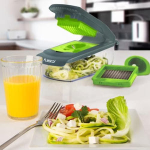 Vegetable Chopper and Spiralizer - Food Chopper with Container, Fruit Slicer, Kitchen Gadgets & Accessories, Home Essentials (4 in 1, White)
