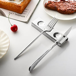 YellRin Knife Spoon Rests Stainless Steel Spoon Fork Knife Rest Rack Flatware Holder Set of 4 for Dining Table Hotel Restaurant ﻿ (size 3)