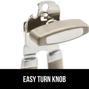 Heavy Duty Stainless Steel Smooth Edge Manual Can Opener and Bottle Openers, Soft Ergonomic Handle, Oversized Handheld Easy Turn Knob, Multifunctional Kitchen Tool, Black