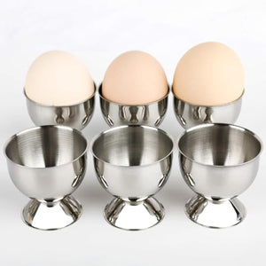 Stainless Steel Egg Cups Set for Hard Soft Boiled Eggs with 6 Egg Cup Holders 6 Egg Spoons
