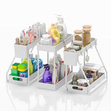 Load image into Gallery viewer, 3PC Under Sink Organizer Rack 2 Tier Under Sliding Cabinet Basket Organizer Drawer, Multi-purpose Under Sink Storage for Bathroom Kitchen Desktop (Black)