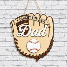 Load image into Gallery viewer, 2D Baseball Dad Wooden Plaque Sign - Personalized Father's Day Gift, W