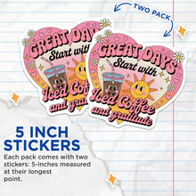 Load image into Gallery viewer, (2 Pack) Iced Coffee Stickers - Gratitude Stickers - Positive Vibes St