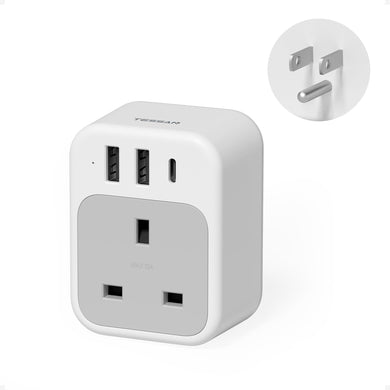 TESSAN European Travel Plug Adapter, Europe Power Outlet with 3 USB Ports (1 USB C Port), Type C Plug Adaptor for US to EU Italy Spain France Greece Portugal Iceland, International Travel Essentials