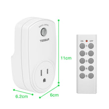 Load image into Gallery viewer, Remote Control Outlet, TESSAN Wireless Electrical Plug Switch for Lights, Lamps, Fans, 100ft RF Range, 1200W (1 Remote + 1 Outlet)